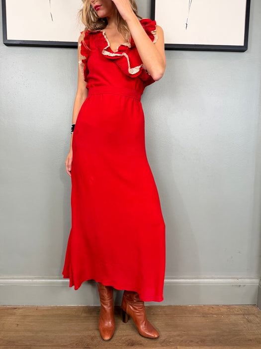 Eloise, 30s red silk and lace dress