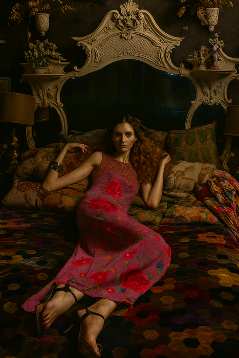 Otto, reworked 40s silk floral bias cut dress
