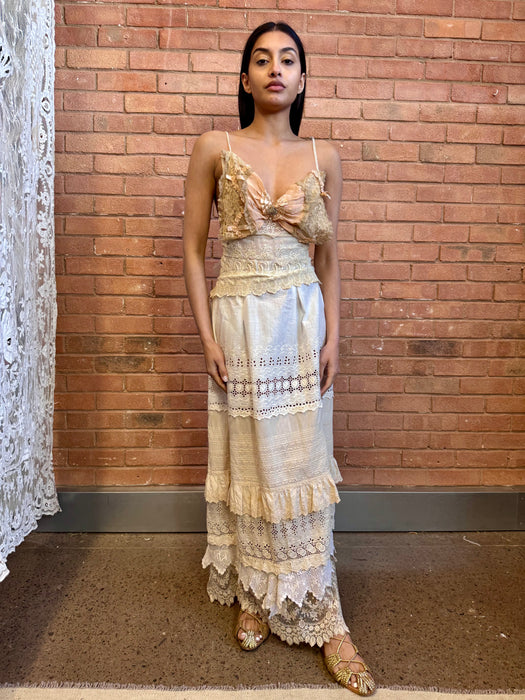 Heather, reworked tiered 40s lace dress