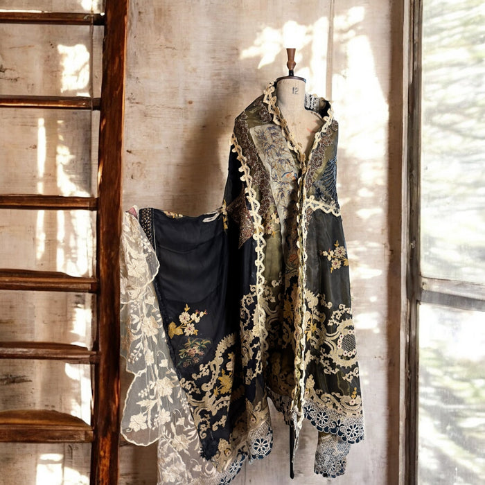 Anchor, reworked Antique French net and lace patchwork cape