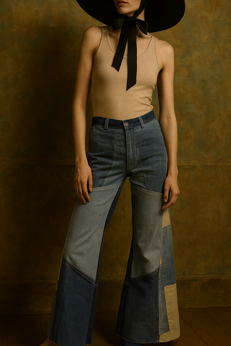 Antonio Giuseppe, 70s patchwork denim and leather jeans
