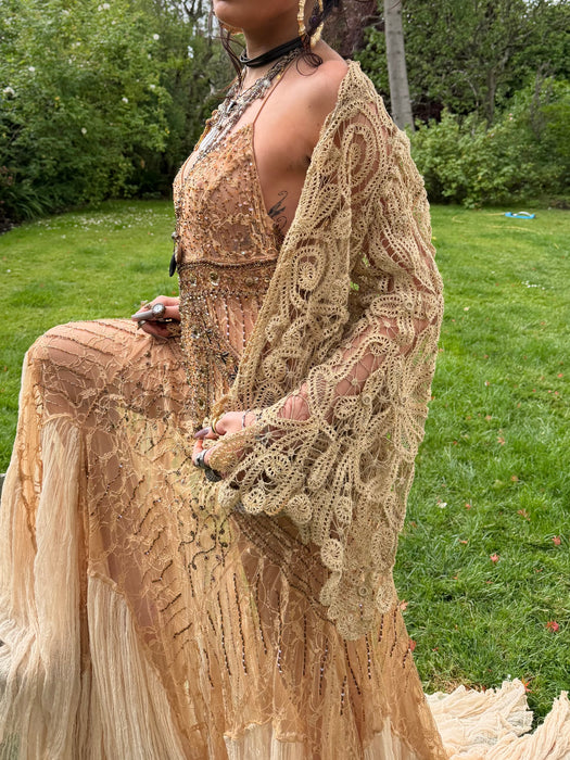 Magnolia, Edwardian needle lace flare sleeve jacket