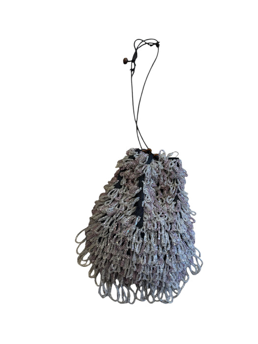 Lola, 20s silver beaded drawstring handbag