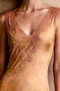 Hera, 30s silk and lace hand dyed ombré bias cut slip dress