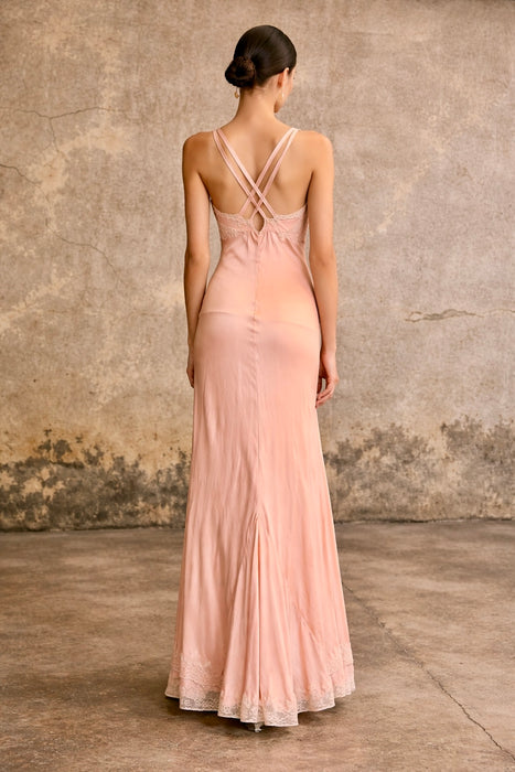 Didi, 30s pink silk and lace bias cut dress