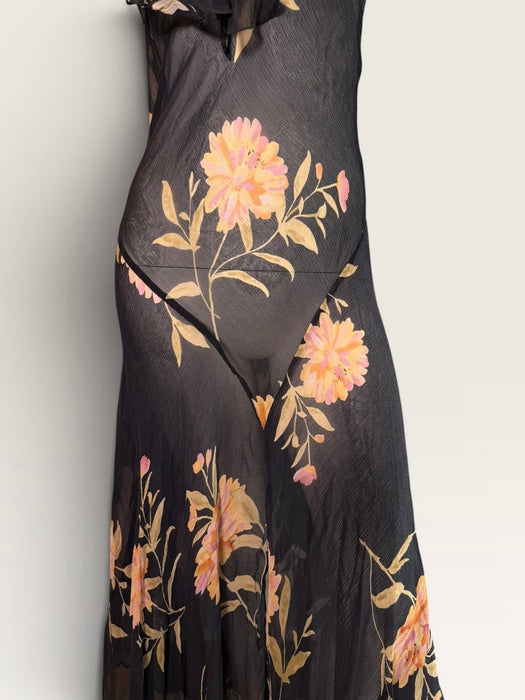 Ostuni, 90s silk chiffon floral bias cut asymmetric dress