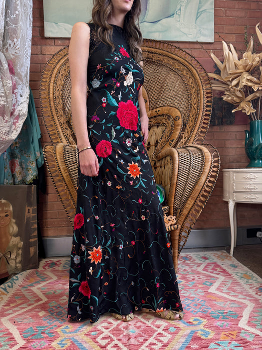 Kirsty, 40s floral silk scarf dress