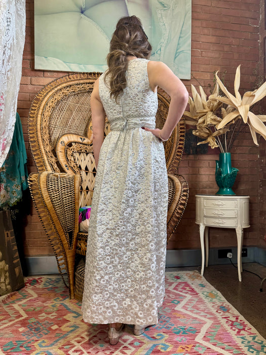 Haley, 60s Silver brocade shorts and dress