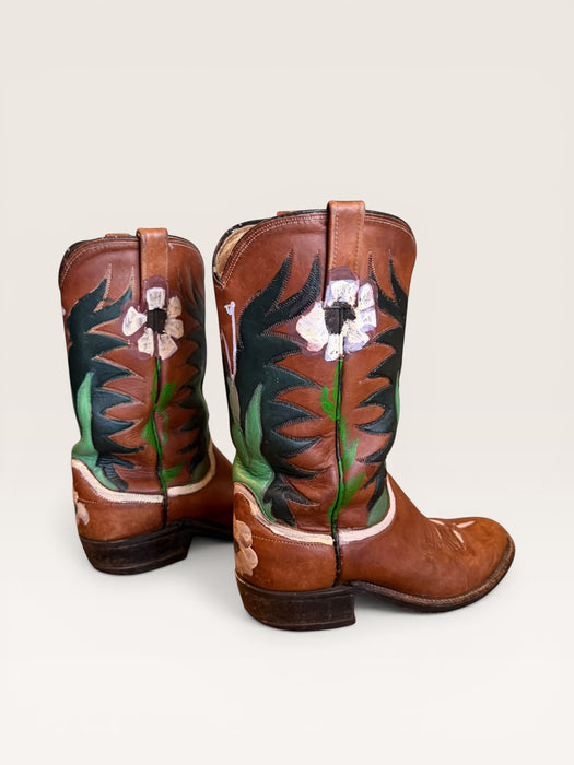 Houston, 70s brown hand painted leather boots