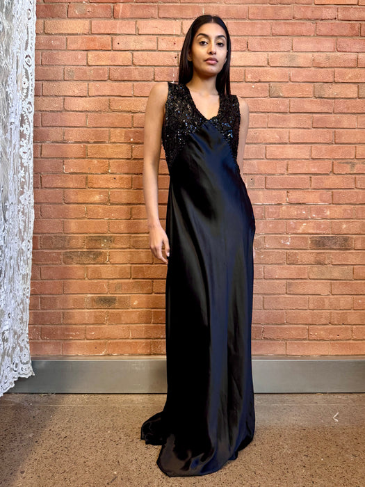 Kora, 30s bias cut silk and sequins dress