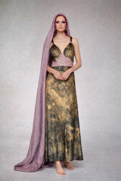 Marley, hand dyed original 20s silk and lace slip bias cut dress