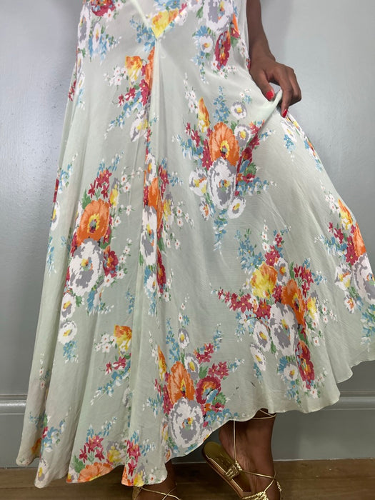 Fola, 30s bias cut chiffon floral dress