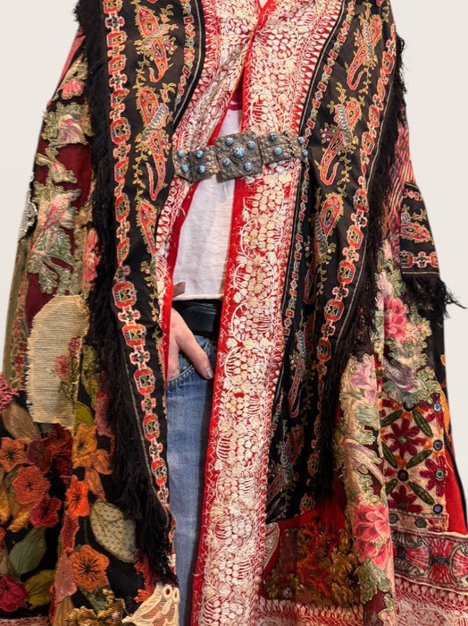 Fray, reworked Kashmiri embroidered and beaded cape
