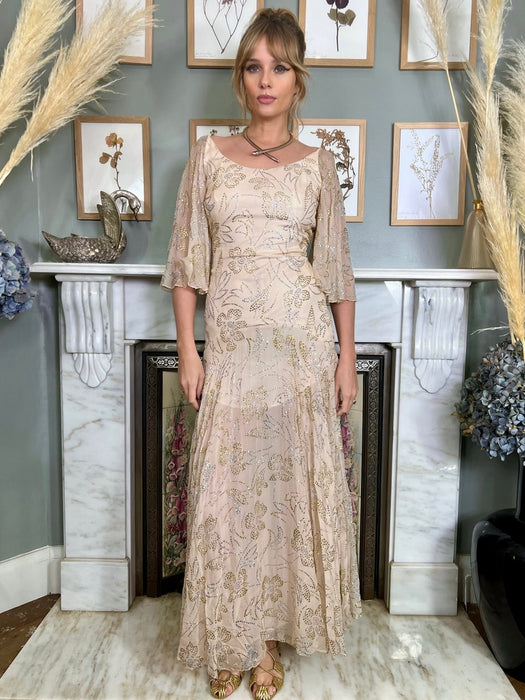 Safia, 70s cream chiffon sparkly dress