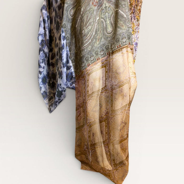 Mona, reworked reversible silk patchwork kaftan