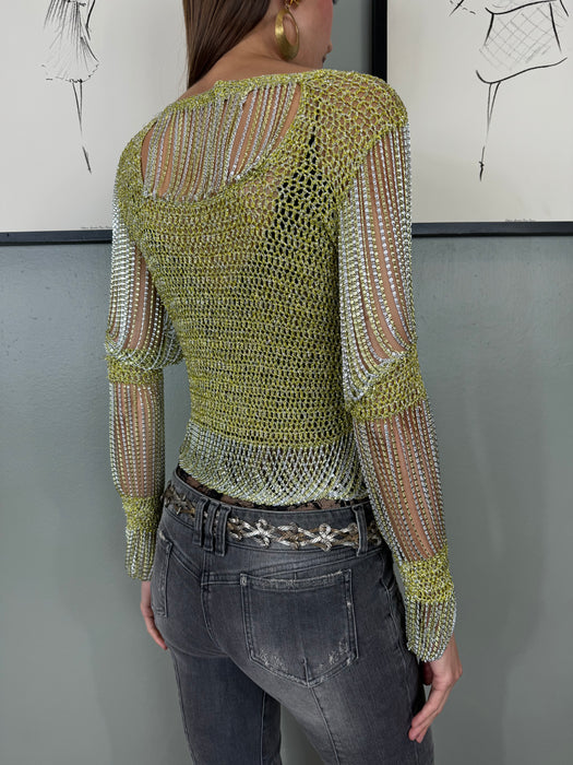 Loris Azzaro, 70s knit and chain long sleeve top