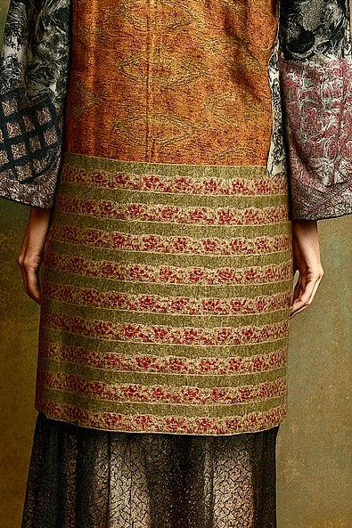 Hattie, reworked 80s patchworked double breasted feather coat