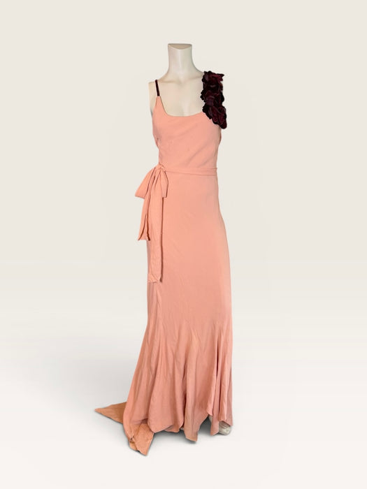 Dahlia, original 1930s silk crepe bias cut dress with velvet florals