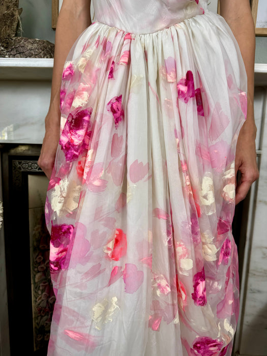 Rosa, handpainted 50s couture draped dress