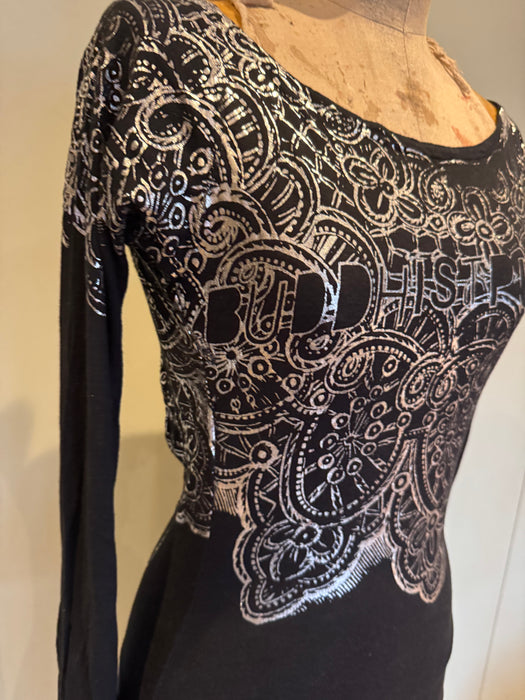 Buddhist Punk, 90s jersey beaded asymmetrical dress