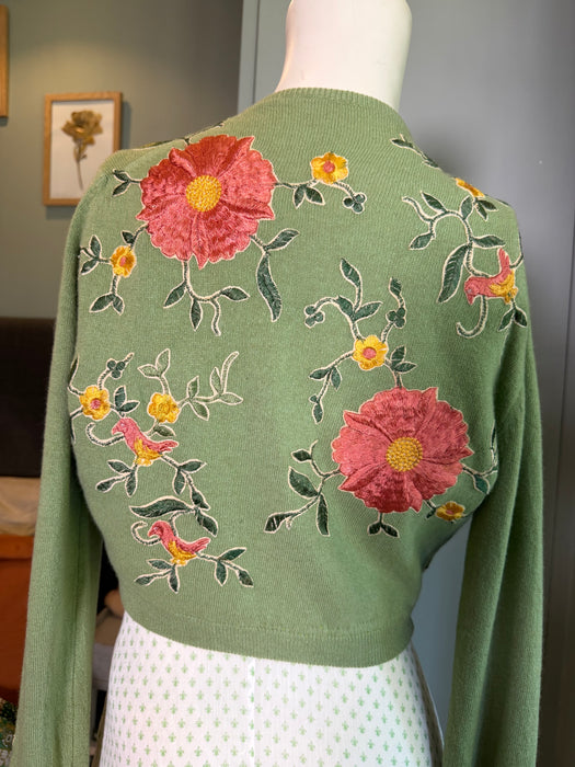 Helen Bond, 1950s cashmere floral cardigan