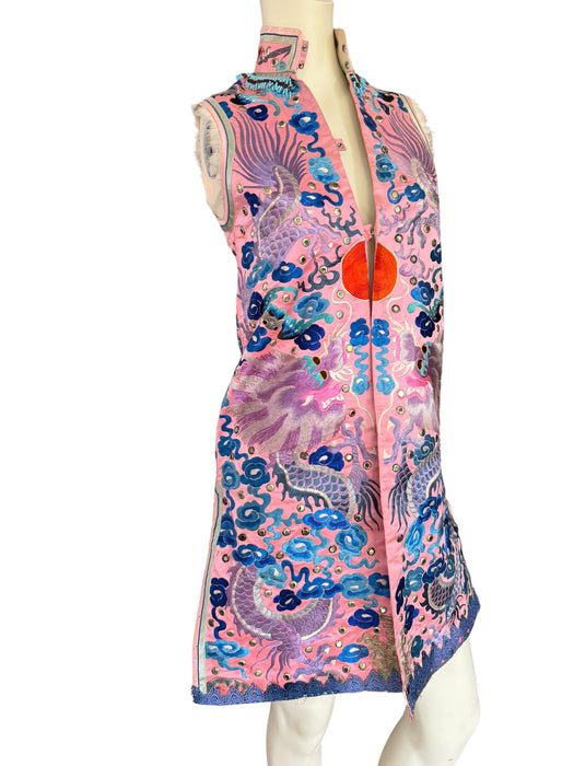Magda, Late Qing dynasty Chinese silk embroidered waistcoat/dress