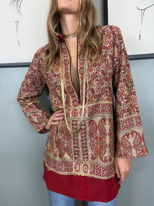 Eros, 40s paisley wool zip tunic