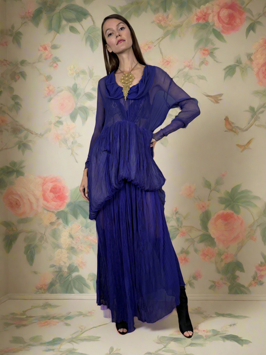 Pleated purple dress online