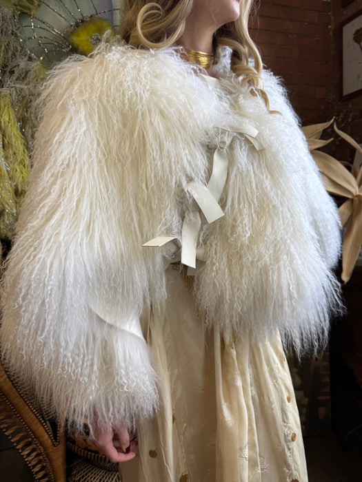 Sadie, 80s Mongolian white fur cape