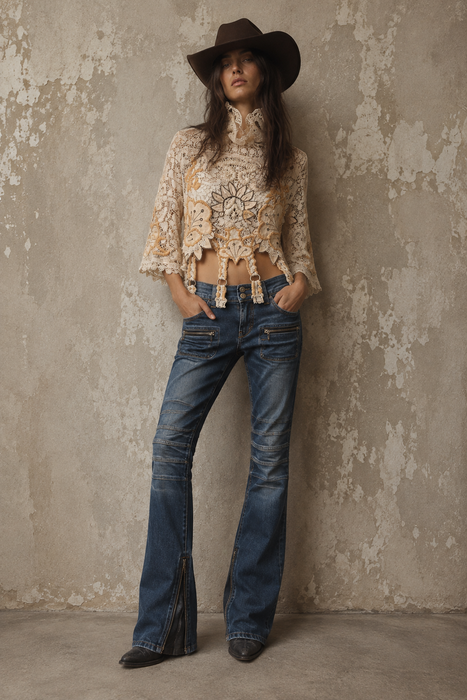 Delia, reworked mixed vintage lace top