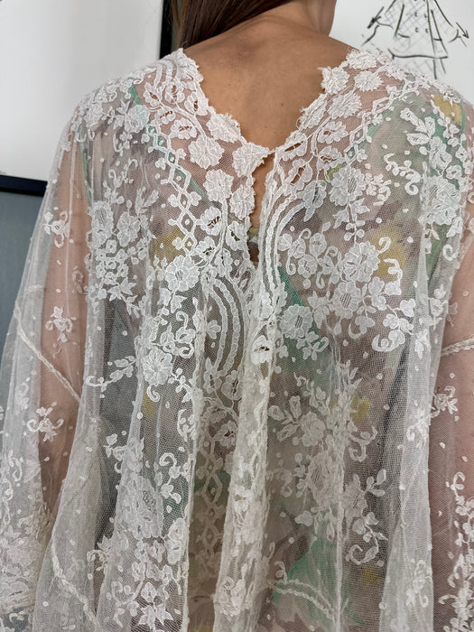 Yoni, hand made 30s cream lace cover up