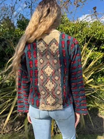 Mortia, Asian print and crochet jacket