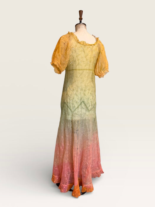 Oscar, 30s hand dyed ombré organza eyelet dress
