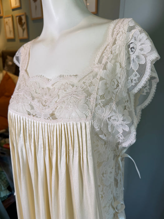 Beatrice, 1930s cream silk and lace side tie dress