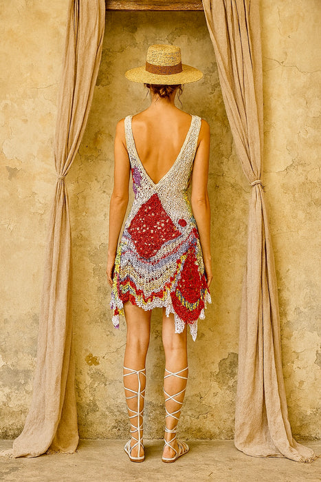 Brigitte, reworked 70s crochet patchwork dress
