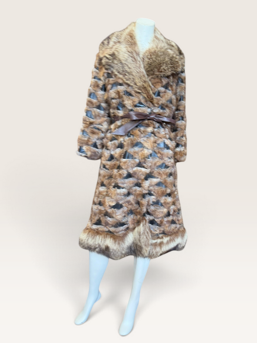 Macy’s 70s mixed leather and fur trench coat