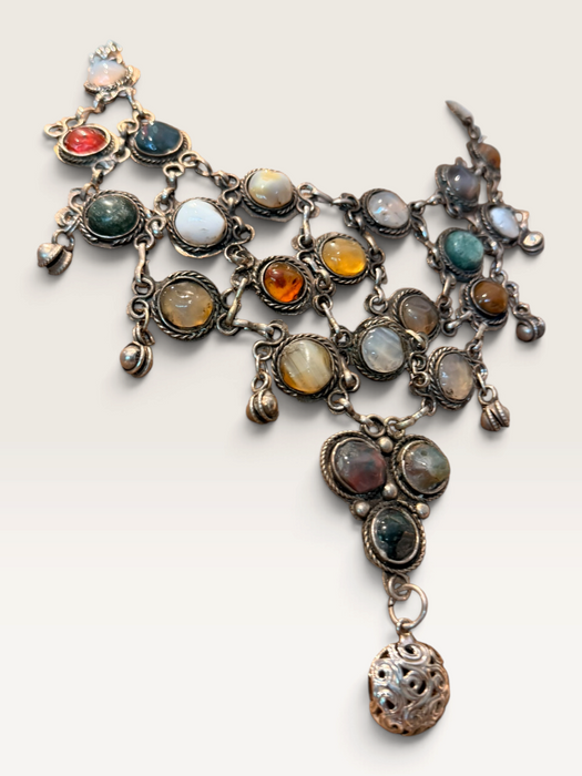 Jasmir, 1970s stranded silver and gemstone necklace