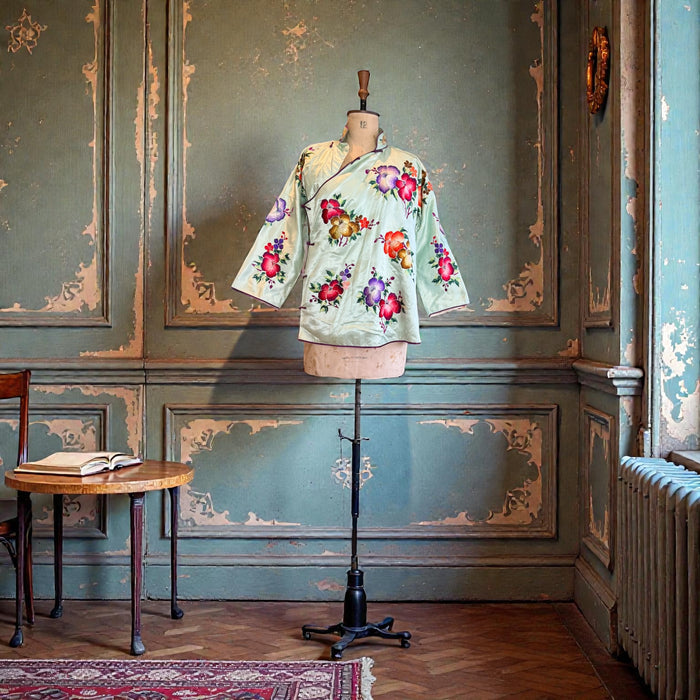 Tara, 40s Chinese mint green embroidered floral jacket