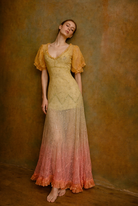 Oscar, 30s hand dyed ombré organza eyelet dress