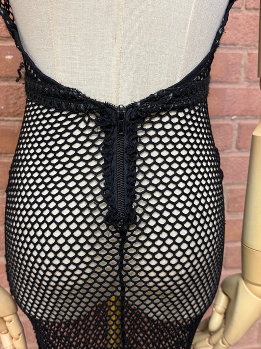 Astor, vintage fishnet and leather mermaid dress