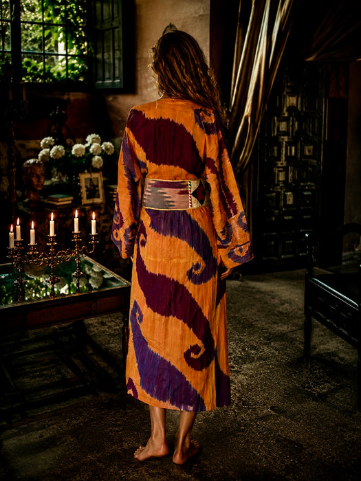 Iman, original 30s silk Uzbek Ikat belted robe