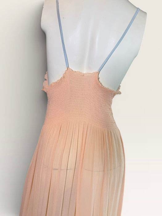 Estelle, 1930s pink and blue silk and lace smocked dress