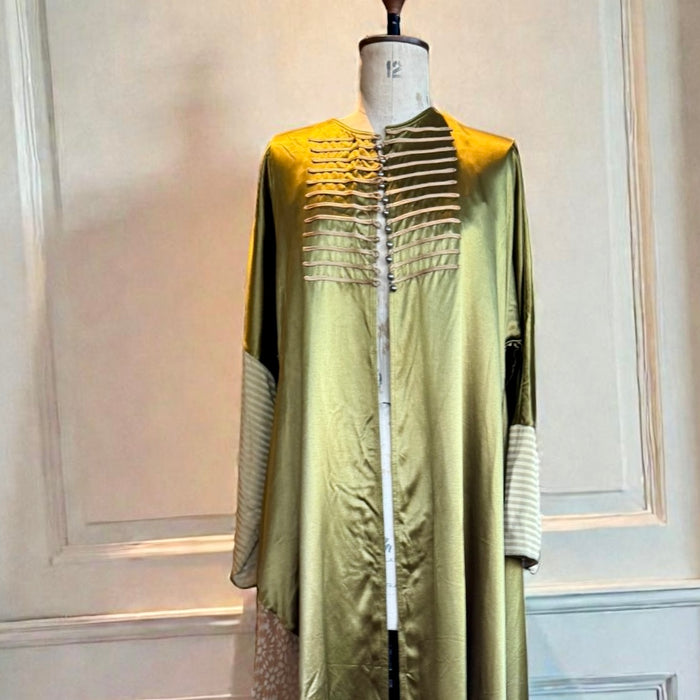 Rifat Ozbek, 90s silk and velvet long handkerchief hem robe