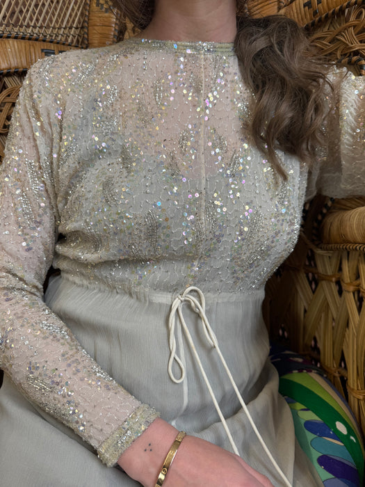 Seraphine, 70s chiffon and beaded dress