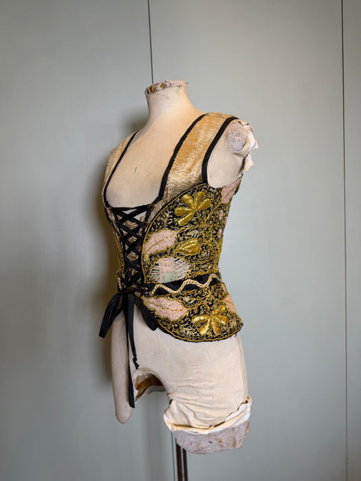 Marce, reworked 70s corseted top with Ottoman embroidery