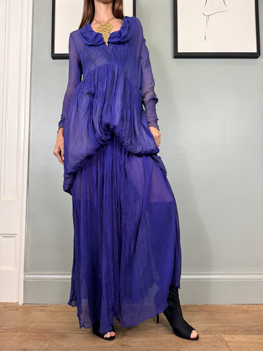 Jude, 30s chiffon purple pleated dress