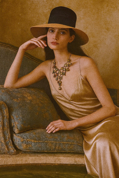 Jasmir, 70s silver and semi-precious stones necklace