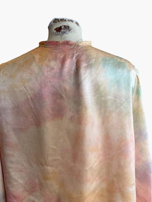 Kaz, hand dyed 30s silk and lace bolero with necktie and side pocket