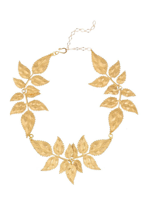 Flora,gold leaf brass necklace