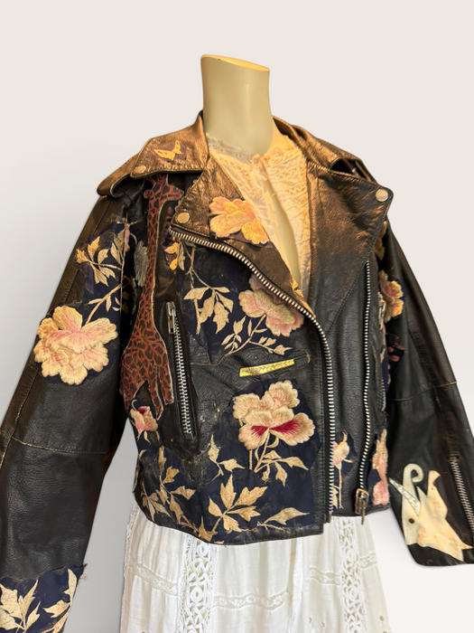Omega, reworked 70s embroidered biker jacket